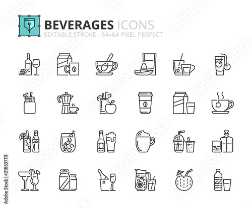 Outline icons about beverages