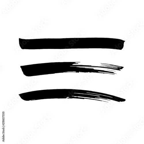 black vector brush strokes of paint on white background