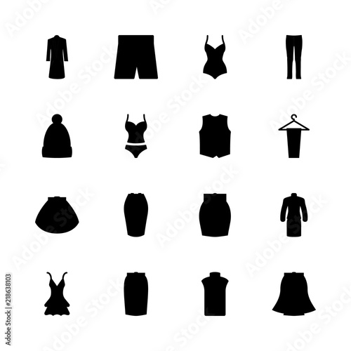 clothes vector icons set. grey jeans  trousers  suit and swimsuit in this set