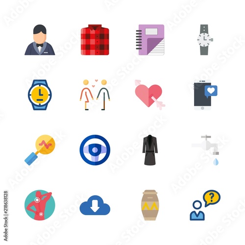 man vector icons set. watch, cupid, user and download in this set