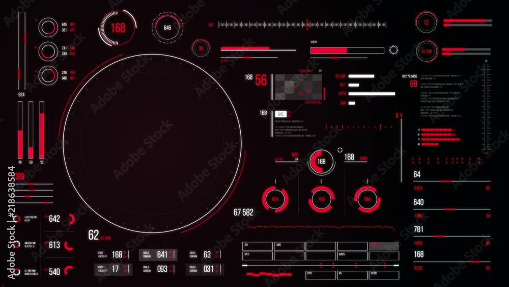Futuristic user interface with HUD and infographic elements. Looped motion virtual technology background. Intelligent head-up display dashboard for business, games, motion design, web and app.