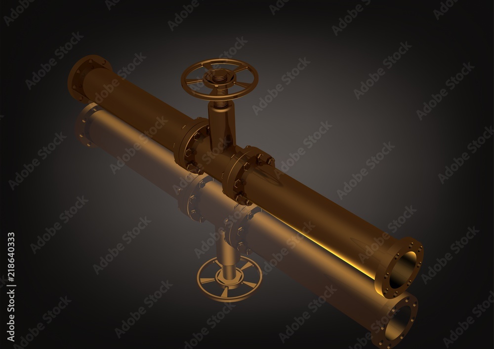 Golden pipeline on a black Golden pipeline on a black