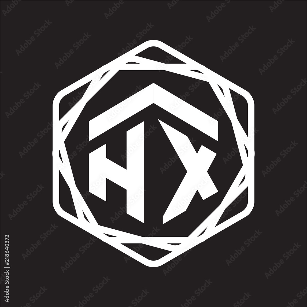 HX Initial letter hexagonal logo vector