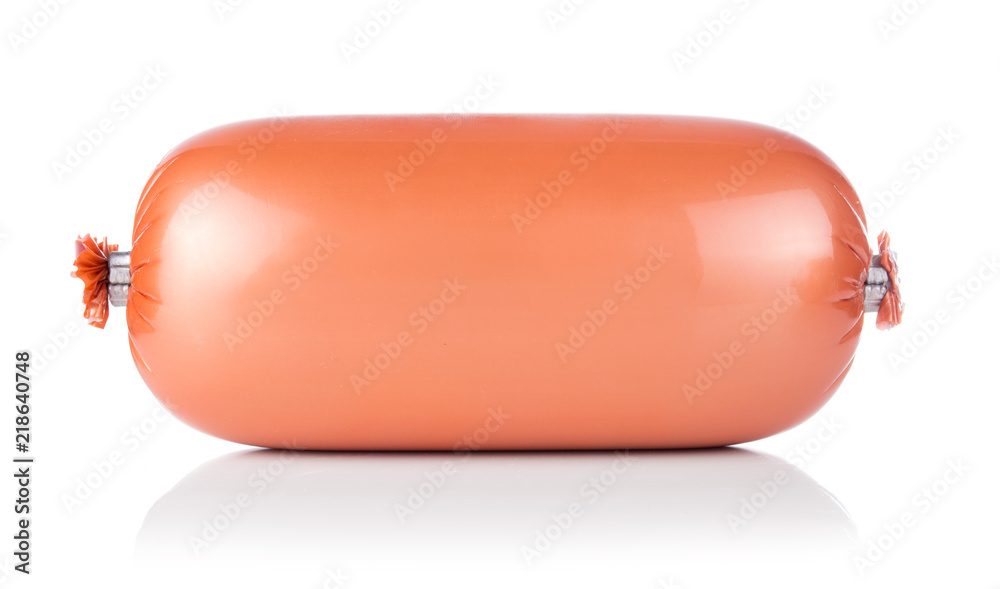 One ham sausage package isolated on white background One ham sausage package isolated on white background