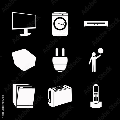 technology vector icons set. washing machine, conditioner, cash maschine and tv in this set