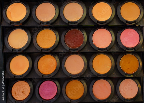 Palette of colorful round make-up