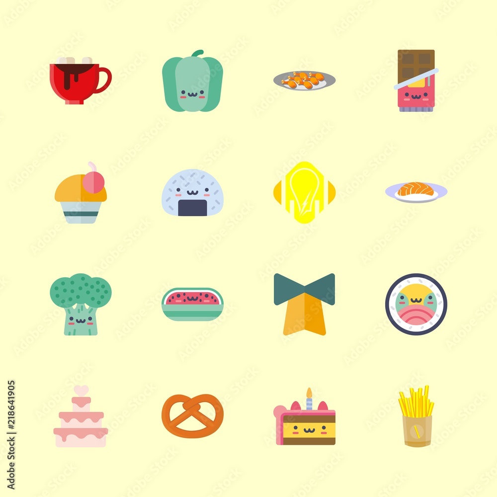 16 eat icons set
