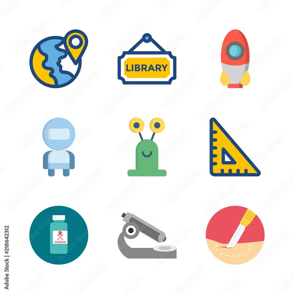 9 science icons set 9 science icons set