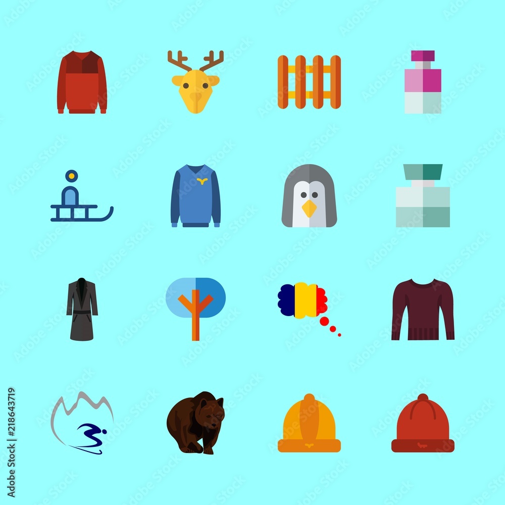 winter icons set. colorful, snowboarding, year and panorama graphic works
