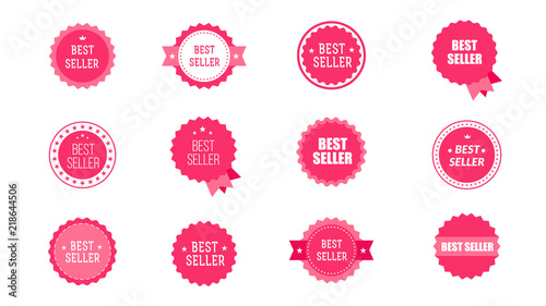 Vintage Bestseller Vector Icons. Set Of Isolated On White Background Bestseller Labels photo