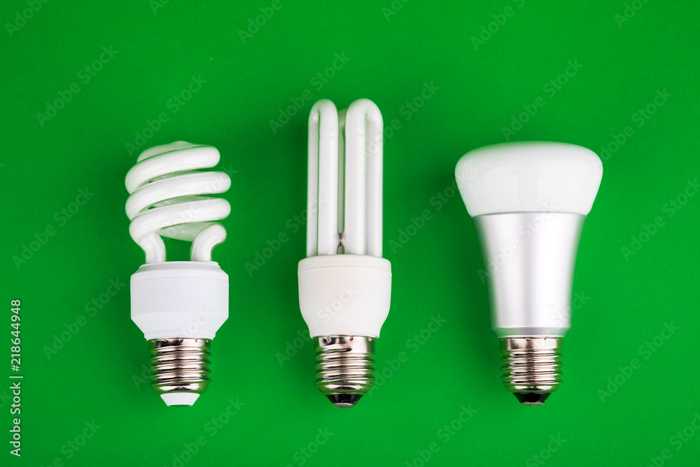 large number of bulbs on a green background