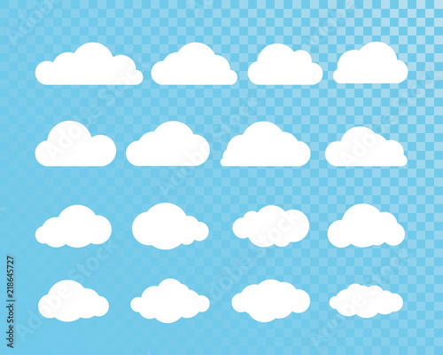 Cloud. Abstract white cloudy set isolated on transparent background. Vector illustration