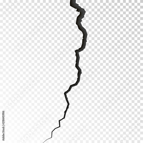 Surface cracked ground. Sketch crack texture. Split terrain after earthquake. Vector illustration isolated on transparent background photo