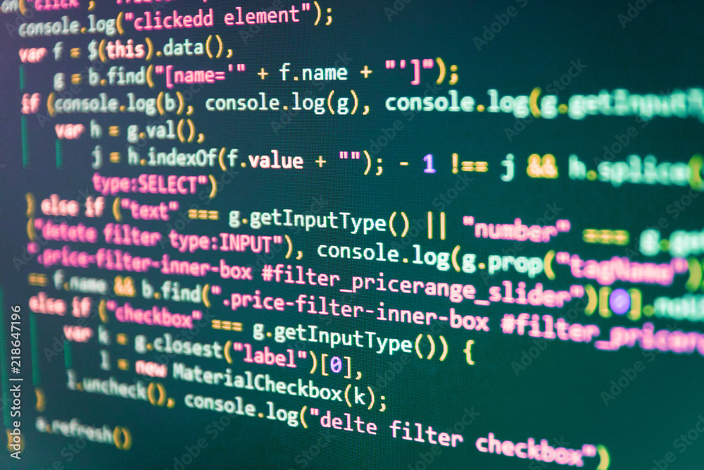 Programming code typing. Coding hacker concept. Business and AI technology  represent learning process. Software abstract background. Vivid colors.  Future technology creation process. Stock Photo | Adobe Stock