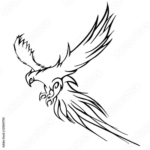 Phoenix bird flying vector graphic.