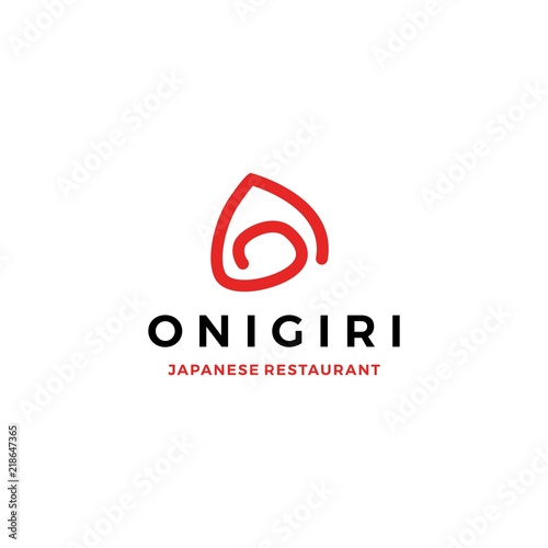 onigiri logo japanese restaurant sign icon vector line outline monoline