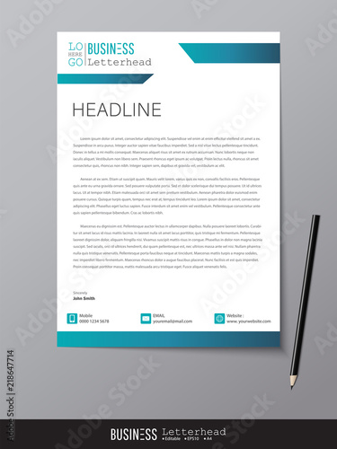 Letterhead design template and mockup minimalist style vector. Design for business or letter layout, brochure, template, newsletter, document or presentation and other.