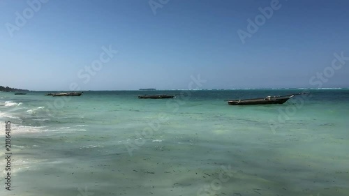Wooden boats in the ocean. Zanzibar. Tanzania.