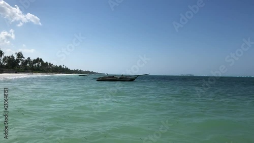 Wooden boats in the ocean. Zanzibar. Tanzania.