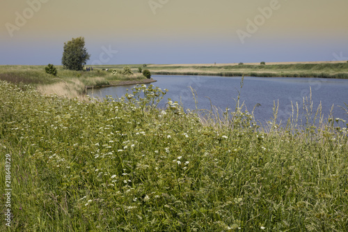 Landschaft am Leyh  rner Sieltief  Greetsiel  Leybucht  Krummh  rn Ostfriesland  Niedersachsen  Deutschland  Europa