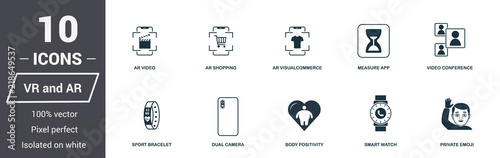AR and VR icons set. Premium quality symbol collection. AR and VR icon set simple elements. Ready to use in web design, apps, software, print.