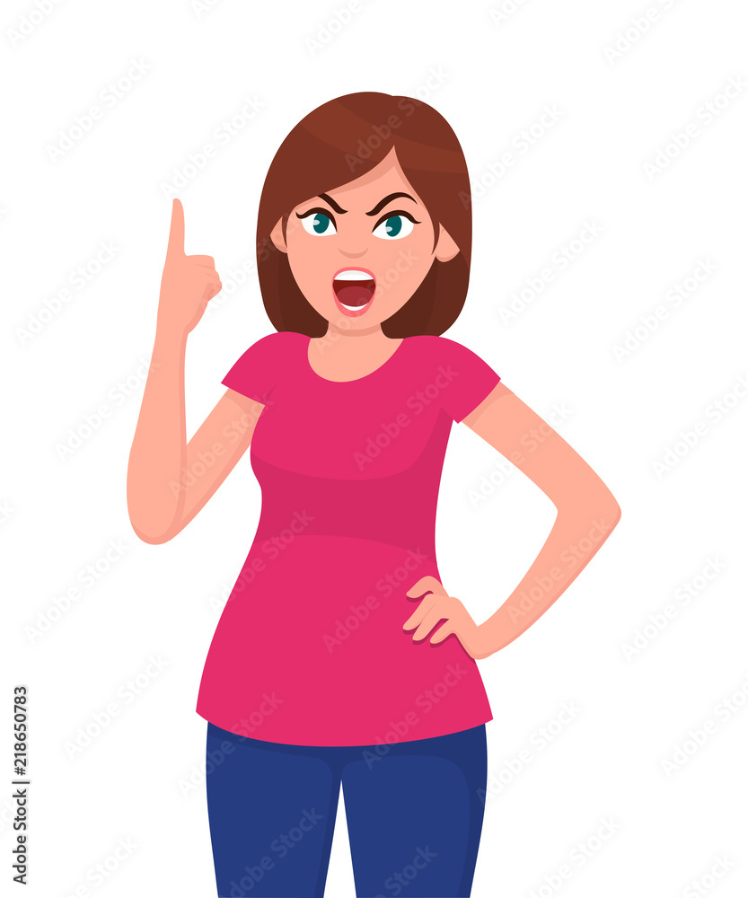 Angry young woman shouting. Angry mad woman yelling and shouting crazy  showing rage. Angry furious woman steaming. Vector illustration in cartoon  style. Stock Vector | Adobe Stock