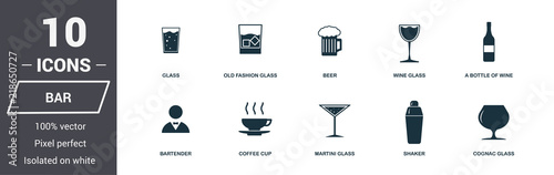 Bar icon set. Premium quality symbol collection. Bar icon set simple elements. Ready to use in web design, apps, software, print.