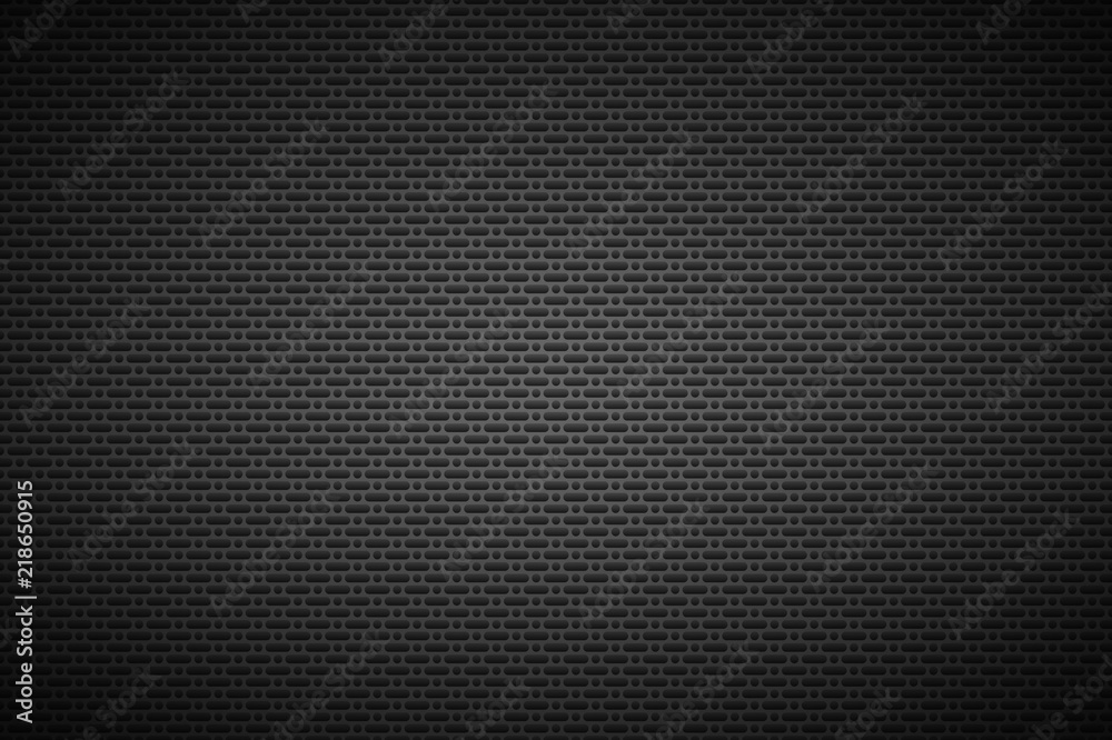 Perforated black metallic background, metal texture, simple texnology illustration, circle, rounded rectangle and oval perforated Perforated black metallic background, metal texture, simple texnology illustration, circle, rounded rectangle and oval perforated