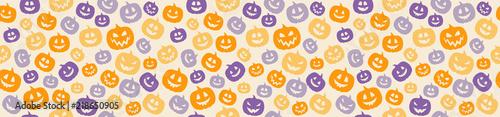 Wrapping paper with funny jack o lanterns. Vector.