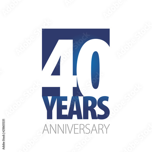 40 Years Anniversary blue white logo icon banner