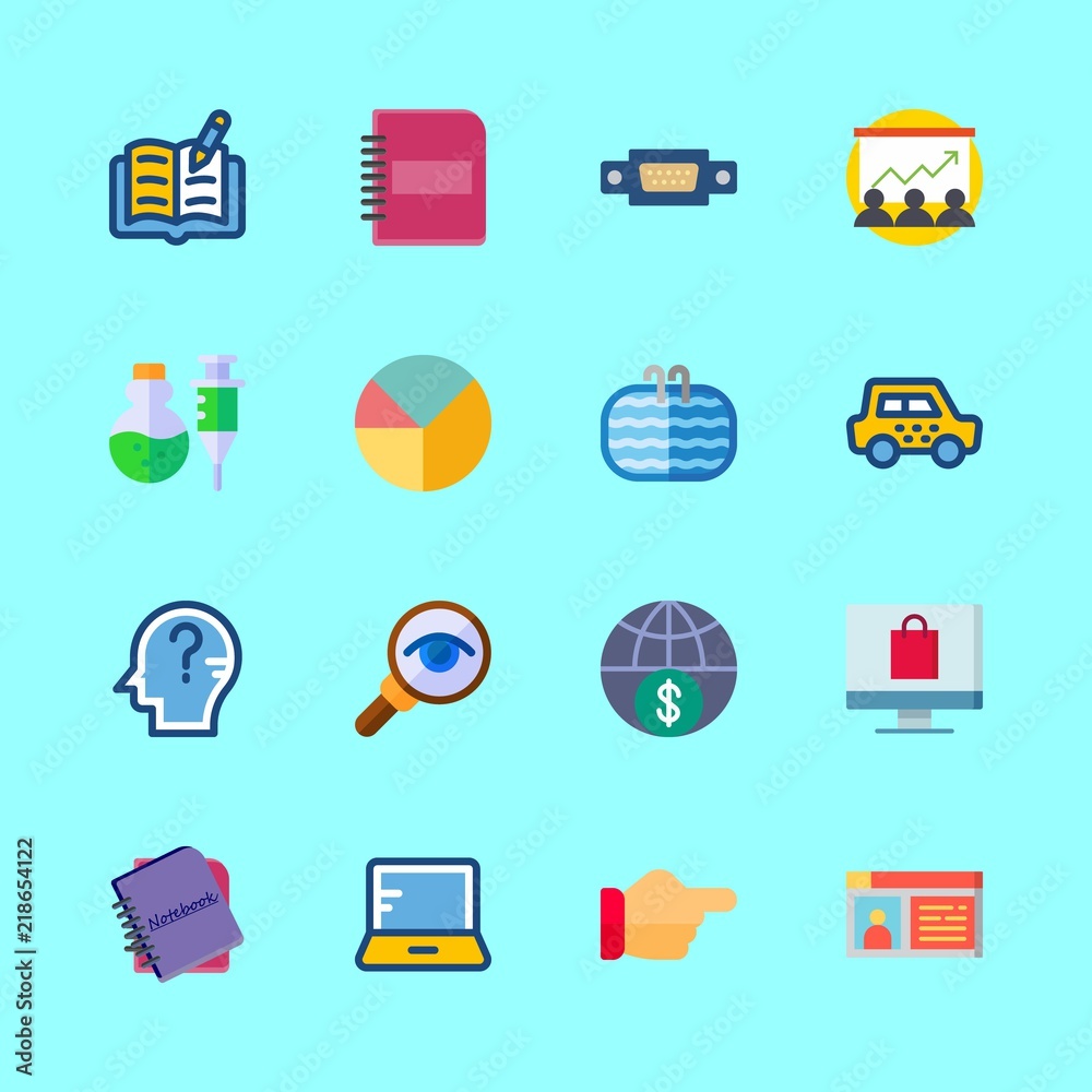 business vector icons set. internet, point, magnifying glass and notebook in this set business vector icons set. internet, point, magnifying glass and notebook in this set