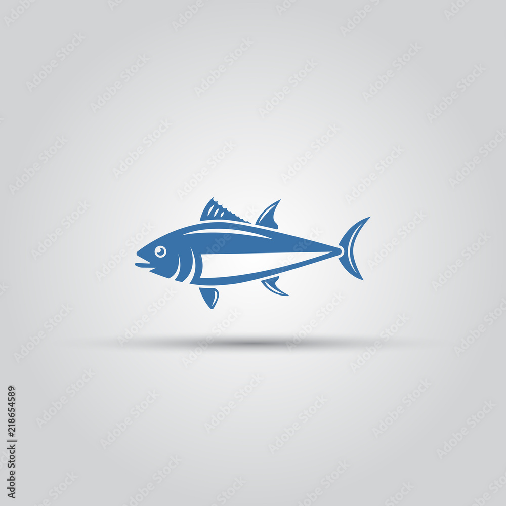 Fish icon isolated vector, bluefin fish icon Fish icon isolated vector, bluefin fish icon