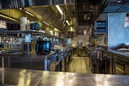 Professional kitchen, view counter in steel