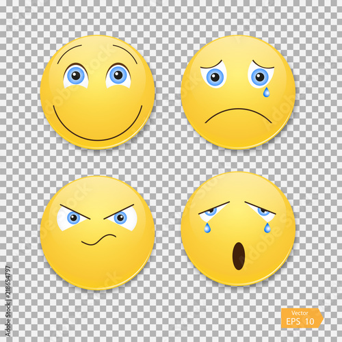 Smiley Set .Funny emotions ,vector , illustration