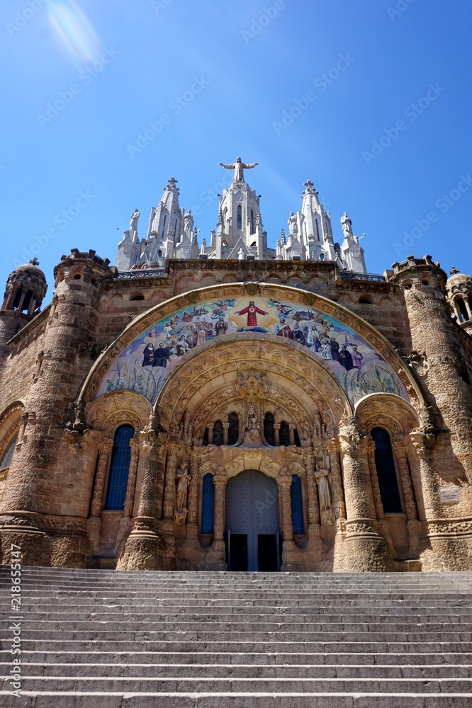 Ornaments of the entrance of the Temple of the Burning Heart on Mount Tibidabo in Barcelona.