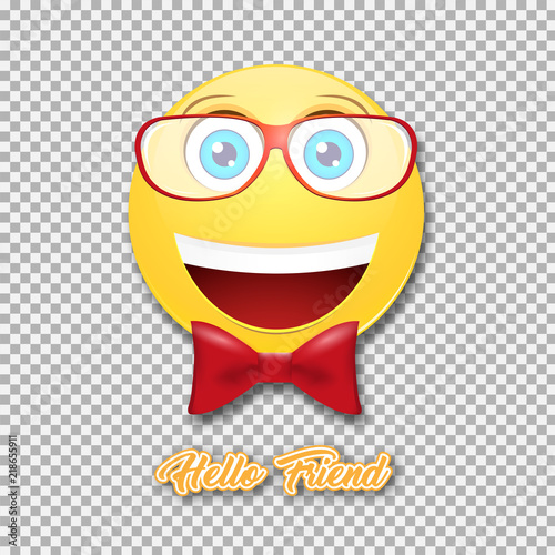 Smiling smiley with glasses .Smile emotions, vector