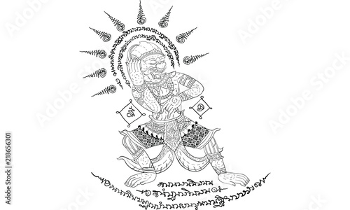 Thai traditional painting, tattoo, vector