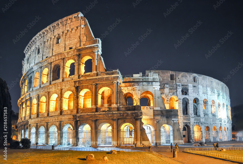 Colosseum (Coliseum) at night, Rome, Italy