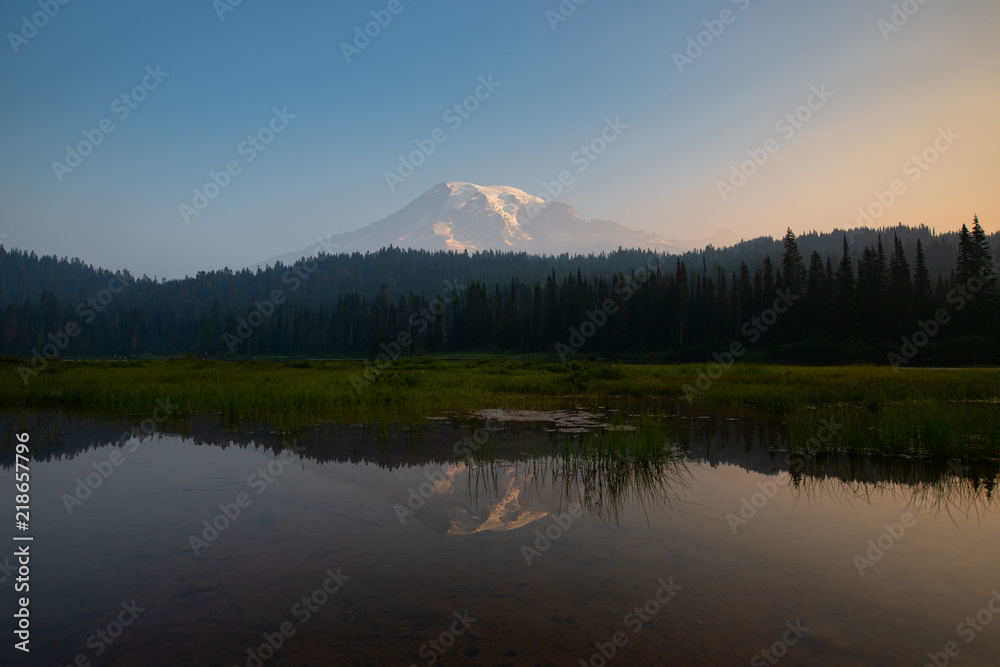 Reflection Lake during Sunrise at Mount Rainier National Park Washington