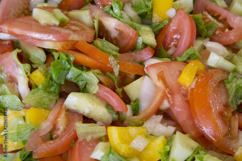 Vegetarian tomato, cucumber and pepper salad.