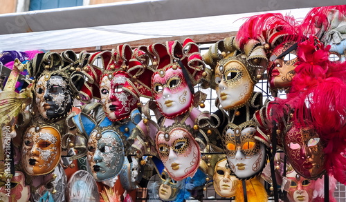 Venetian masks for sale on Venice streets, Italy