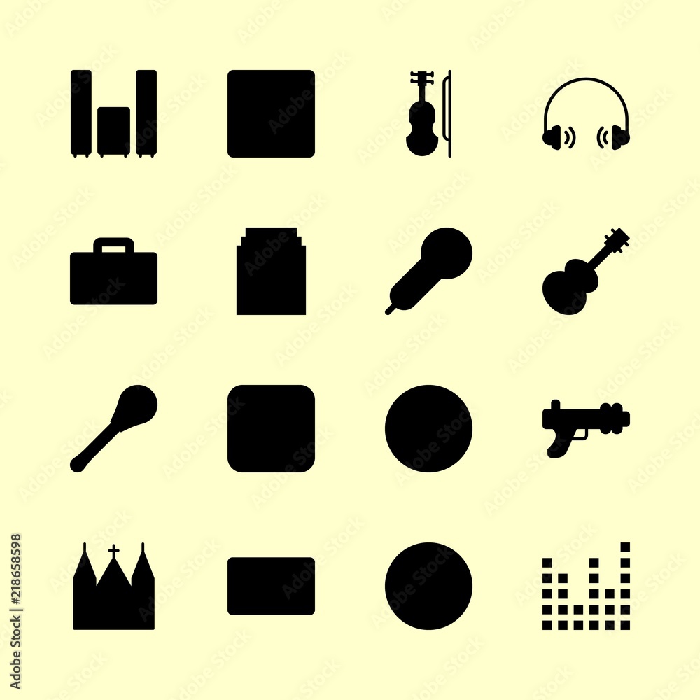 Fototapeta premium music vector icons set. sound system, violin, headphones and spanish guitar in this set