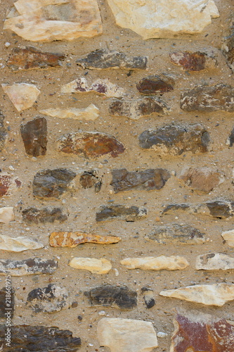 Old brick wall, background of bricks, stone masonry test with cement, blank for designer, pattern in a vintage style