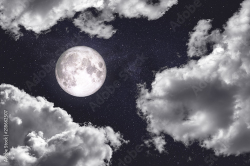 Obraz na plátně night dark sky with stars moon and moonlight