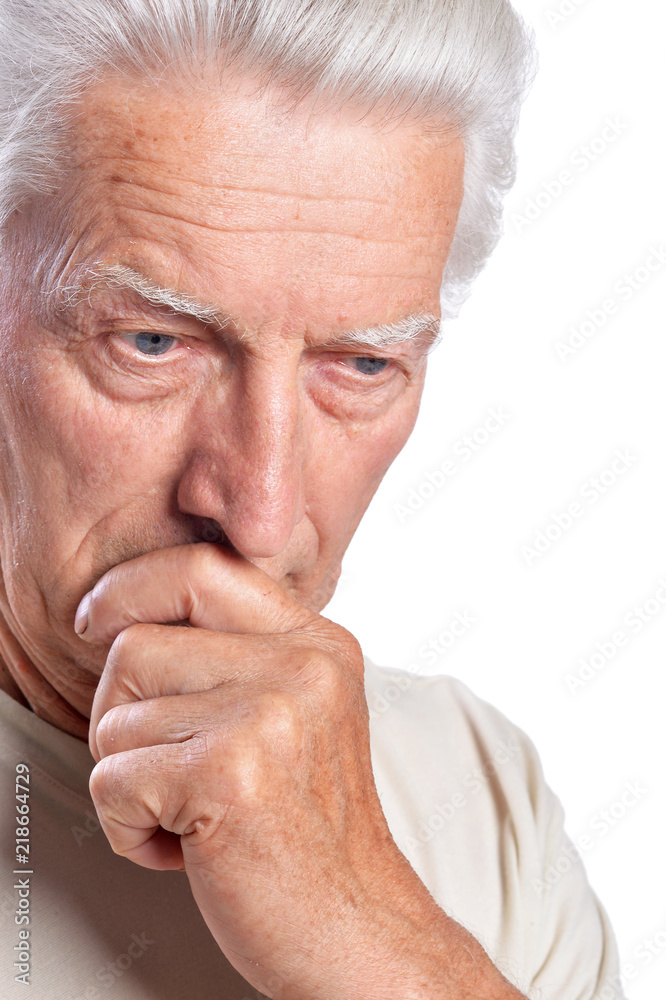 Close up portrait of thoughtful senior man Close up portrait of thoughtful senior man