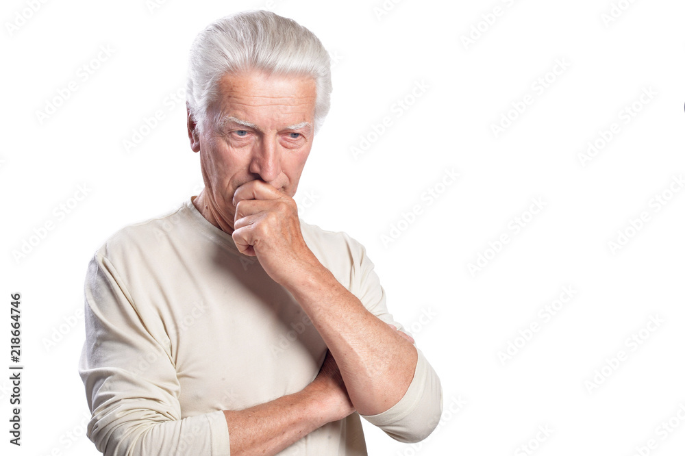 Close up portrait of thoughtful senior man Close up portrait of thoughtful senior man