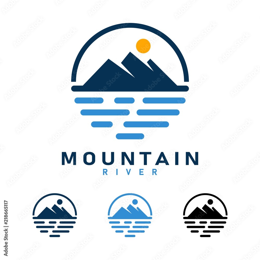 Mountain River Design Logo Vector, Mountain Logo, River Logo Design