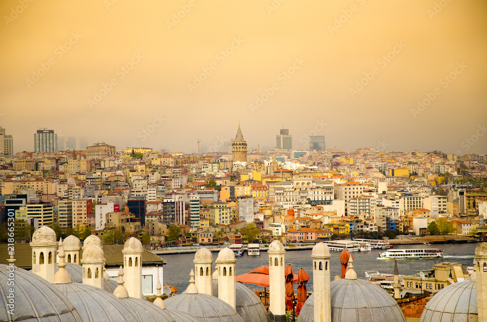 View of Galata tower in Istanbul, Turkey