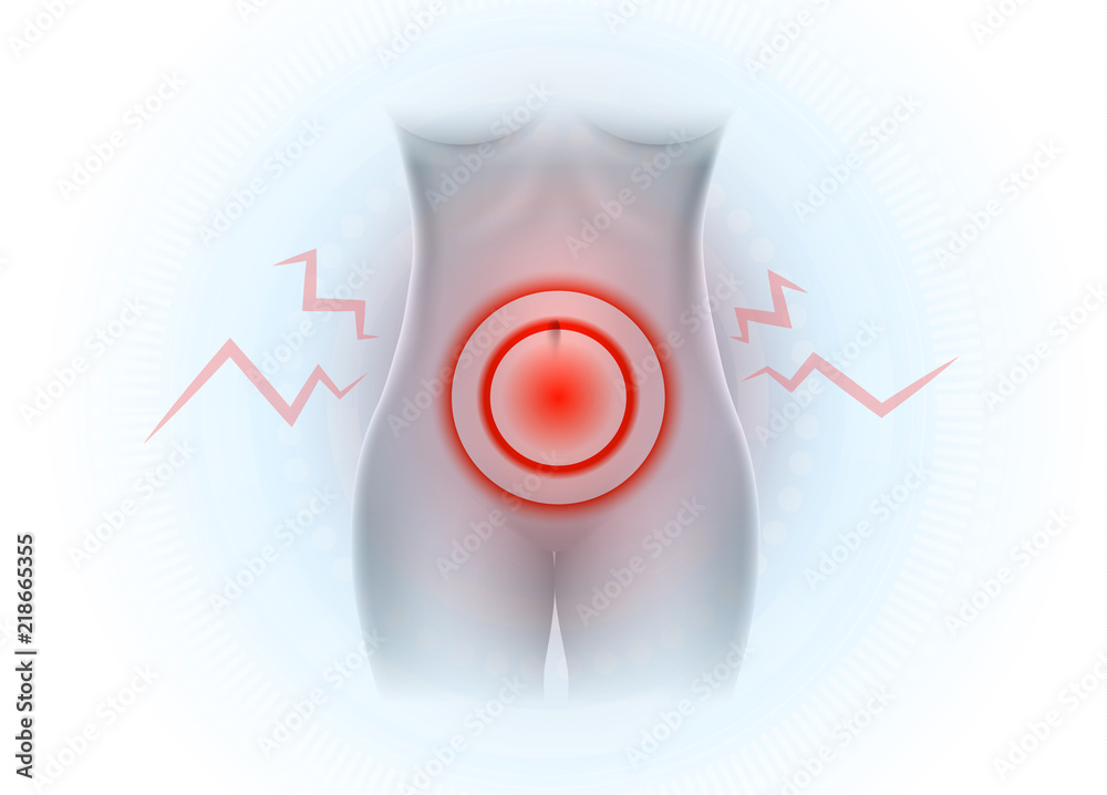 Female Lower Abdominal Pain Pelvic Pain Bright Abstract Design Stock 