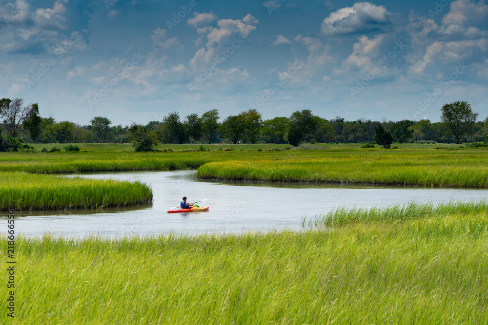 Kayaker in the Marshland